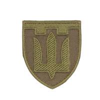Шеврон « Тризуб Тер.оборонина » оливі ниткою, колір хакі розмір 80x68мм